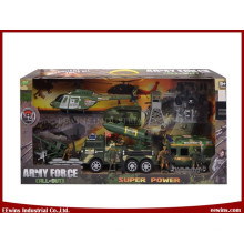 DIY Spielzeug Military Sets mit Hubschrauber, Yacht, Kanone, Krankenwagen und Reibung Spielzeug Raketenstart Fahrzeug